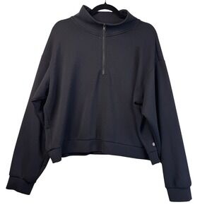 Zella Sweatshirt XL‎ Women's Pullover Black Mock Neck Quarter Zip Athleisure